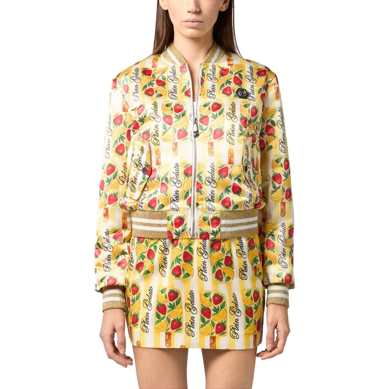 Philipp Plein Daunenjacke Satin Bomber Jacket Ice Cream gelb(Image 3)