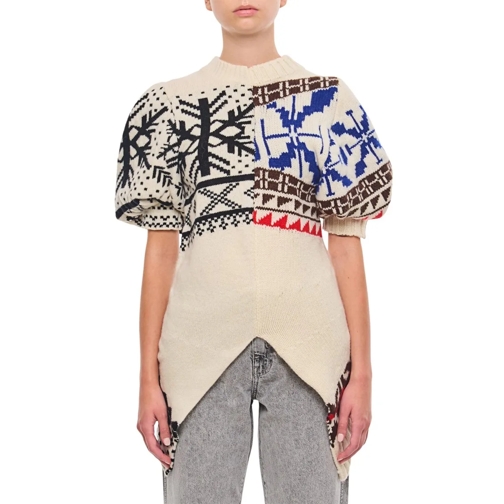 Sacai Pull Long Pattern Knitwear White