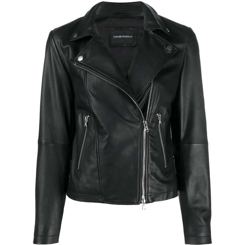 Emporio Armani Veste en cuir Jackets Black schwarz