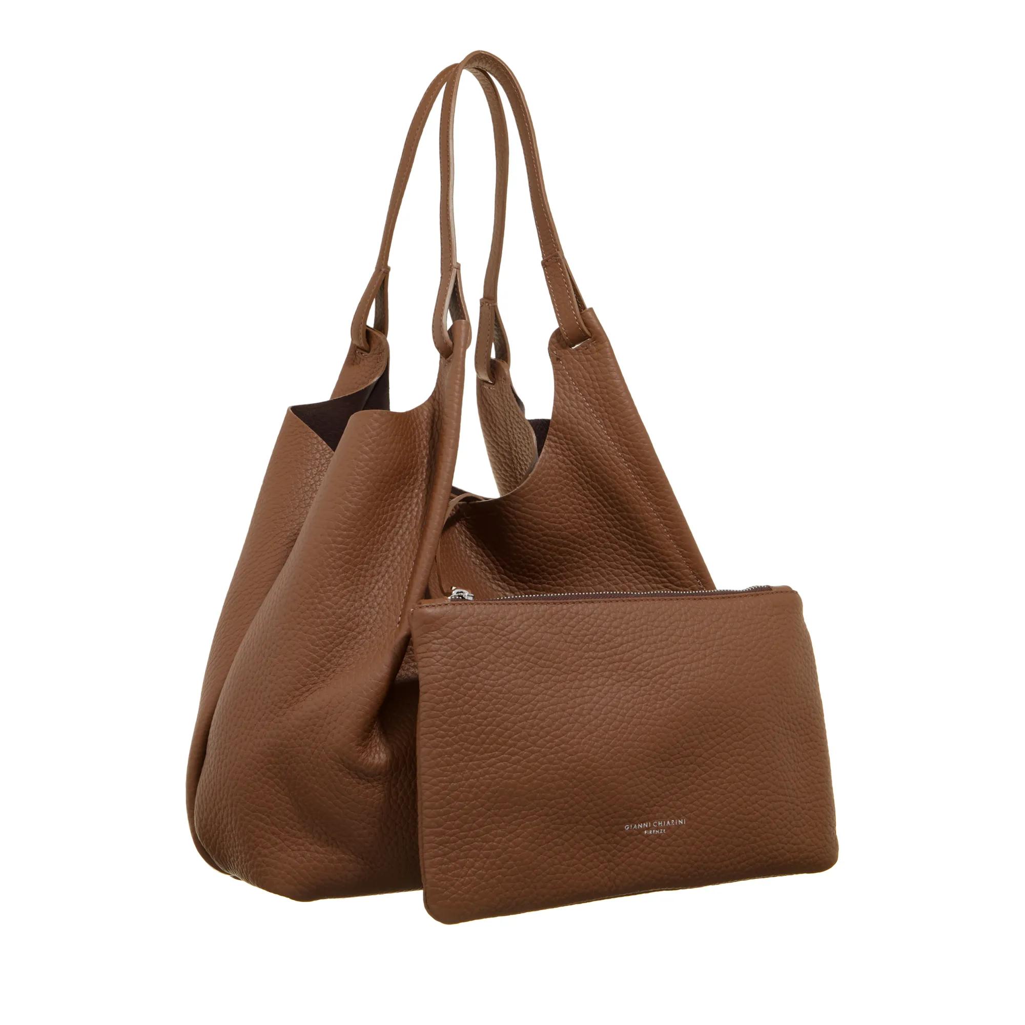 Gianni Chiarini Elegante Bruine Leren Schoudertas Brown Dames