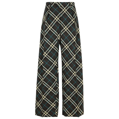 Burberry  Check Brown Wool Blend Trousers Multicolor