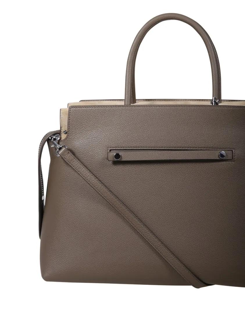 TORY BURCH Hobo bags Mercer Pebbled Large Satchel in bruin