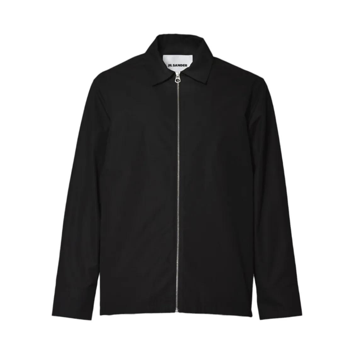 Thumbnail - Jil Sander - Black Cotton Zip Up Shirt - Größe 46 - schwarz
