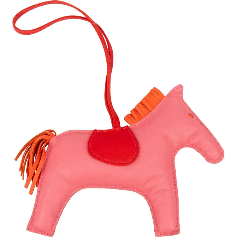 Hermès  Hermes Tricolor Rose Azalee Orang Rodeo GM Pendant rot