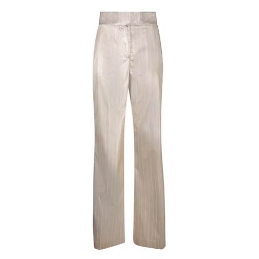 Genny Satin Trousers With Pinstripe Pattern Neutrals 