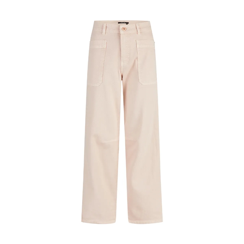 Marc Aurel Wide-Leg-Jeans Barreljeans- aufgesetzte Taschen- veganes Leder rose