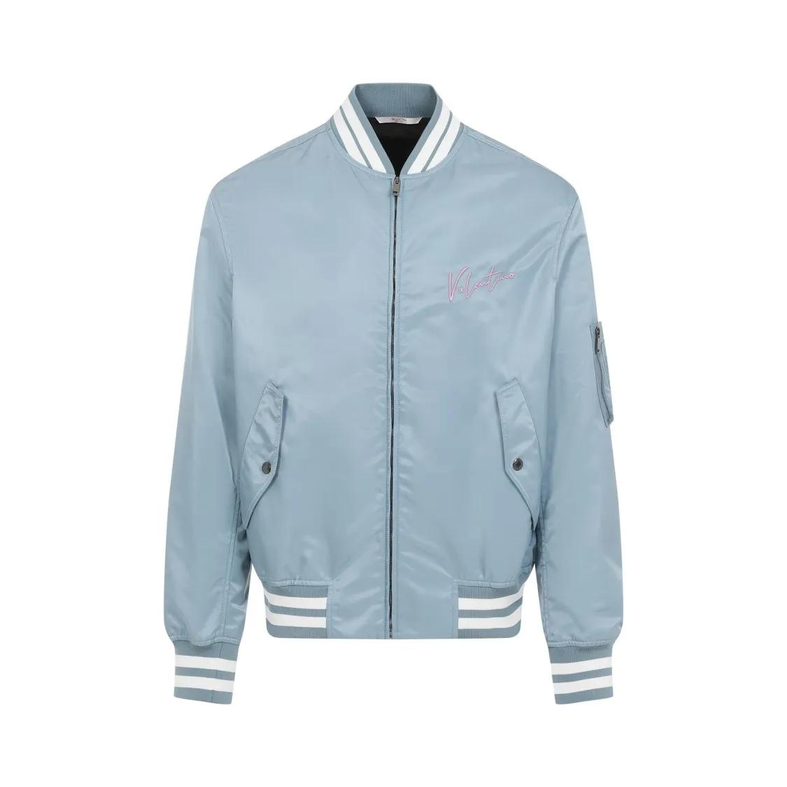 VALENTINO - Light Blue Polyamide Bomber Jacket - Größe 50 - blau