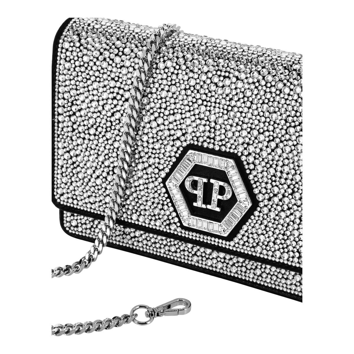 Thumbnail - Philipp Plein Clutches - Umhängetasche Hexagon Mit Schmucksteinen - Gr. unisize - in Schwarz - für Damen