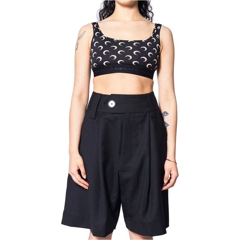 Marine Serre Chemisier RECYCLED MOON JERSEY SPORTS BRA INVERSE TAN braun