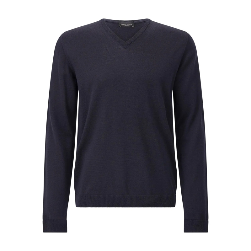Roberto Collina Chemise Strickpullover mit V-Ausschnitt Dunkelblau