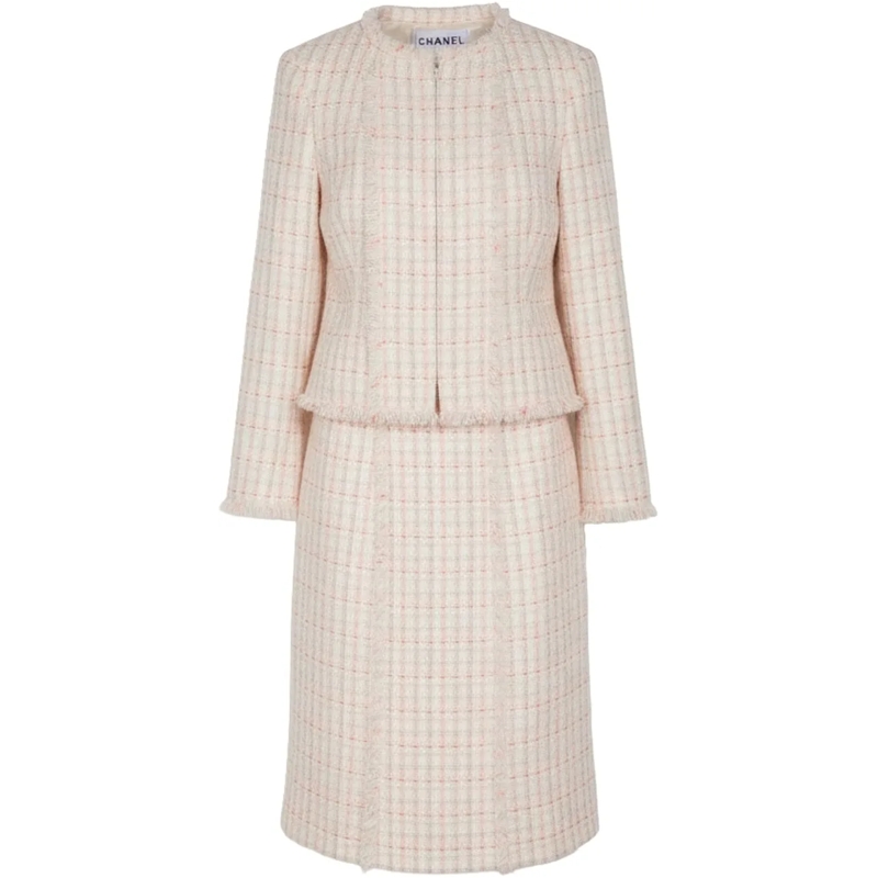 Chanel Übergangsjacke Chanel Multicolor Tweed Jacket Costume Set (DE34 / beige