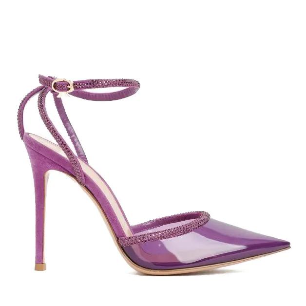 Gianvito Rossi Sandalen & Sandaletten - Freesia Suede And Plexiglass Sandals - Gr. 36 (EU) - in Lila - für Damen