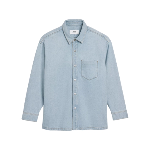 AMI Paris Overshirt in Oversized Passform bleached blue bleached blue 