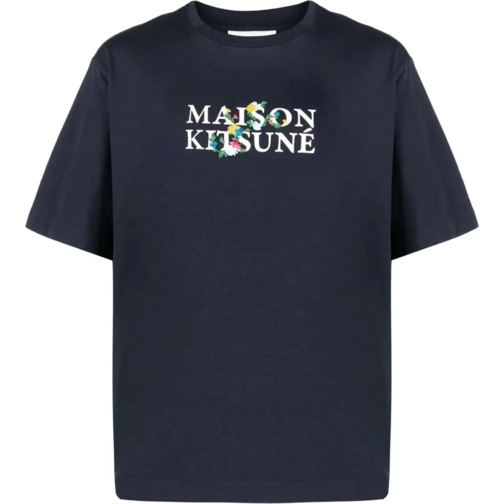 Maison Kitsune  Floral Print Logo T-shirt blau