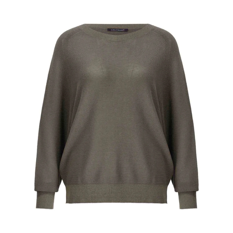 Luisa Cerano Pullover Pullover aus Baumwoll-Crêpe Dunkelgrün
