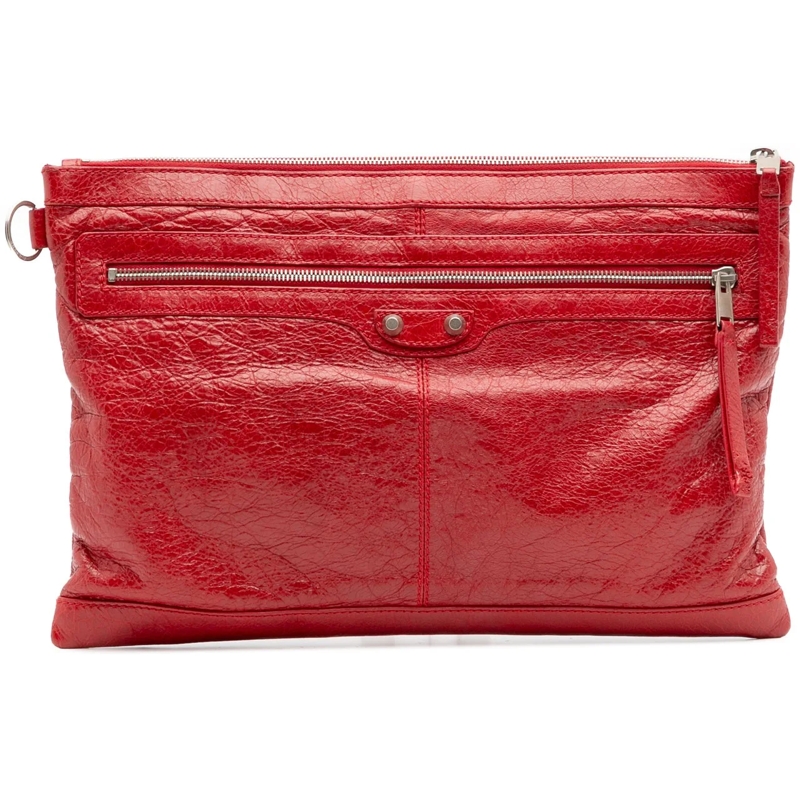 Balenciaga Clutch Lambskin Motocross Classic Clip L Clutch rot