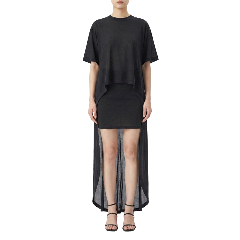 Balenciaga Minikleid T-Shirt mit Schleppe schwarz(Image 2)