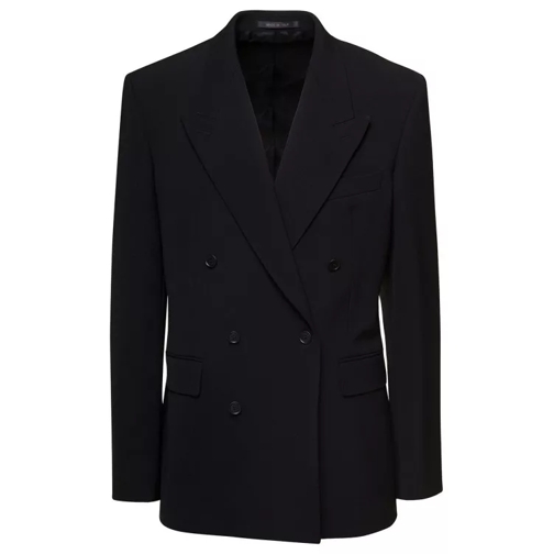 Balenciaga Black Double-Breasted Blazer With Peaked Revers In Black Blazer