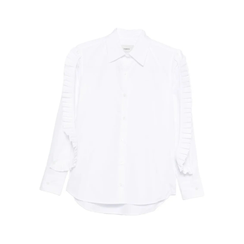 Coperni Hemd Ruffled Trim White Cotton Shirt White