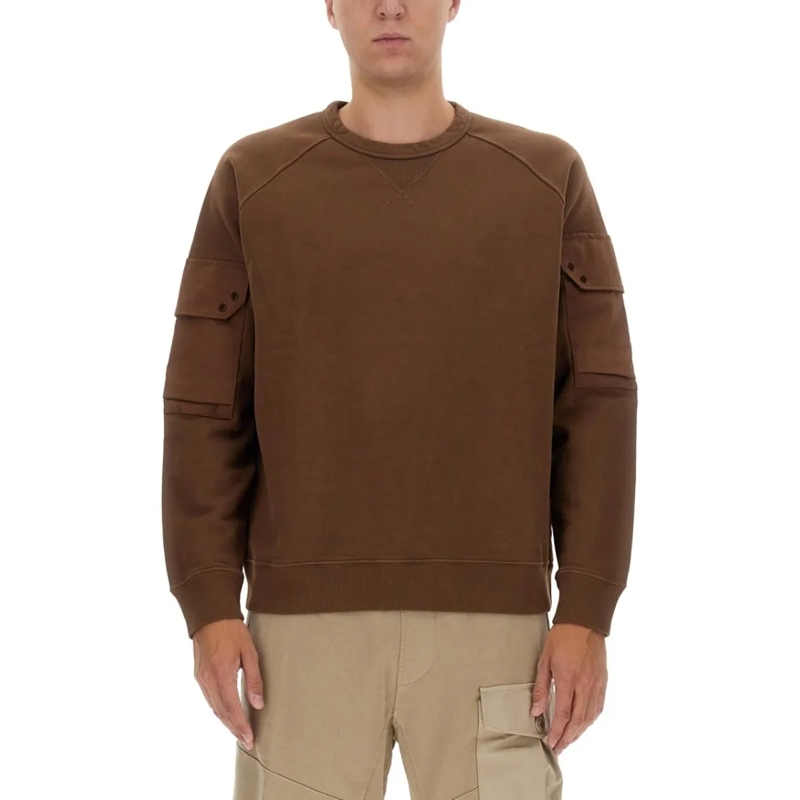 Ten C  Regular Fit Brown Sweatshirt With Logo Black