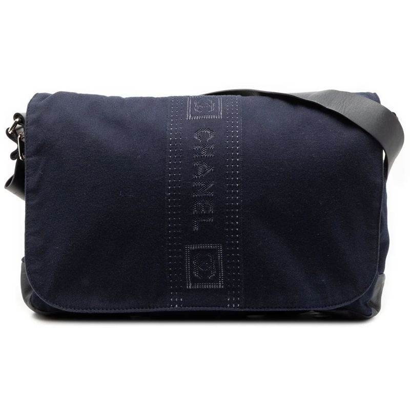 Chanel Schultertasche Canvas Sports Line Logo Messenger Bag blau