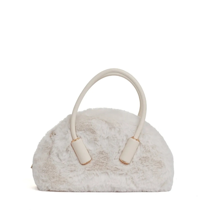 Themoirè Schultertasche Shell-Colored Eco Fur Trunk Neutrals