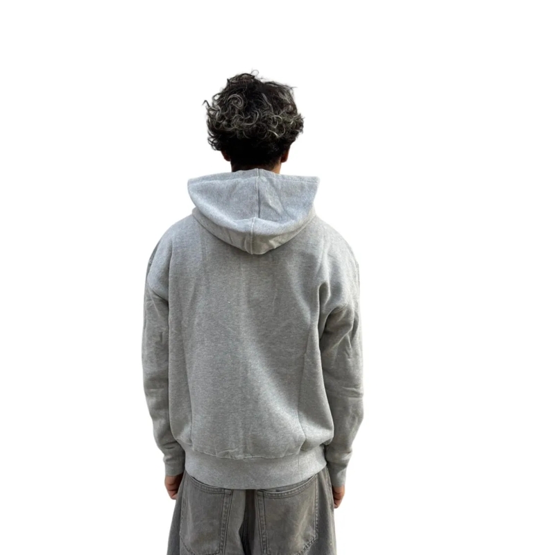 AMI Paris  Zip-Up Hoodie In Organic Cotton With Drawstring Ho Grey