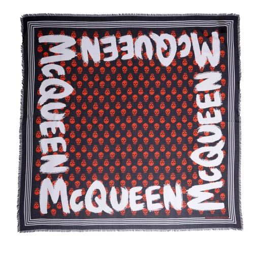 Alexander McQueen Logo Shawl Black/Orange Leichter Schal