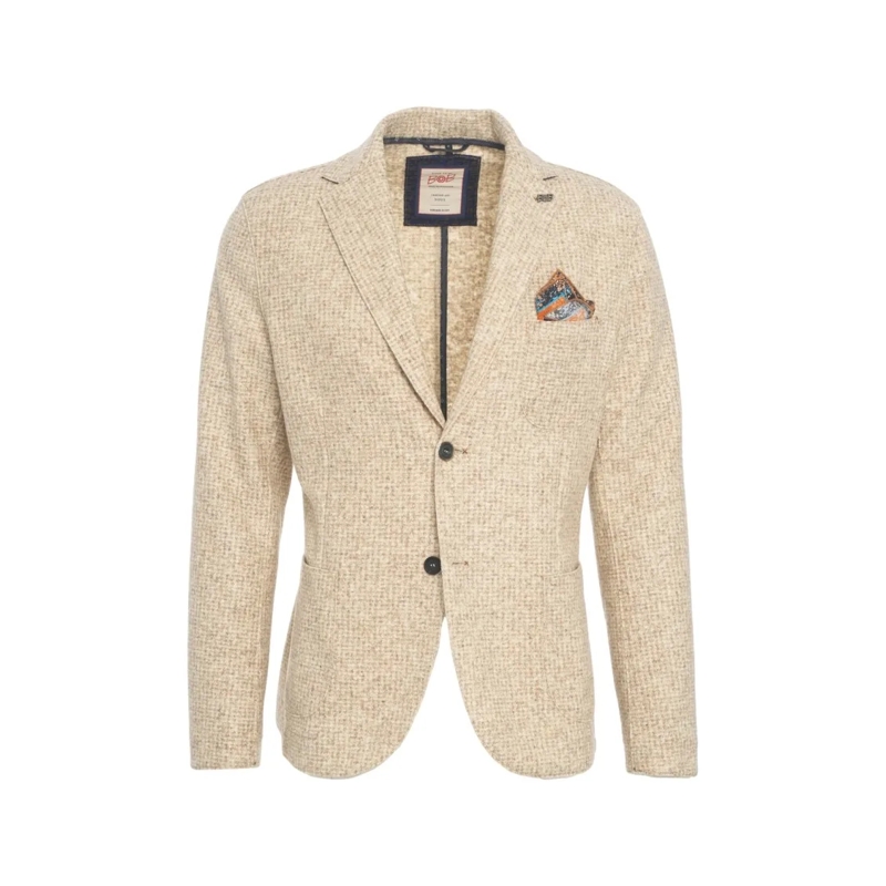 Bob Blazer Structured Beige Checkered Blazer With Elegant Lap Neutrals