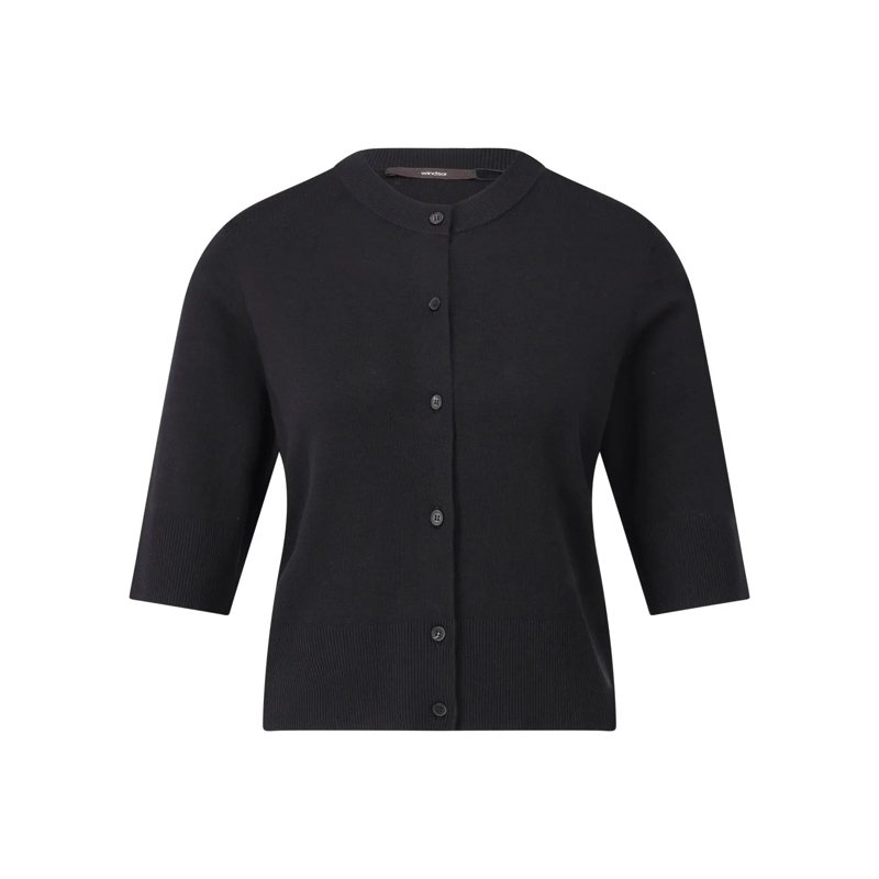 windsor.  3/4-Arm Strickjacke mit Seide Schwarz