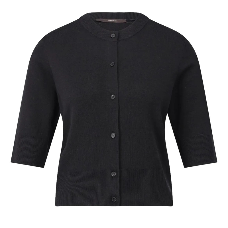 windsor. Strickjacke 3/4-Arm Strickjacke mit Seide Schwarz