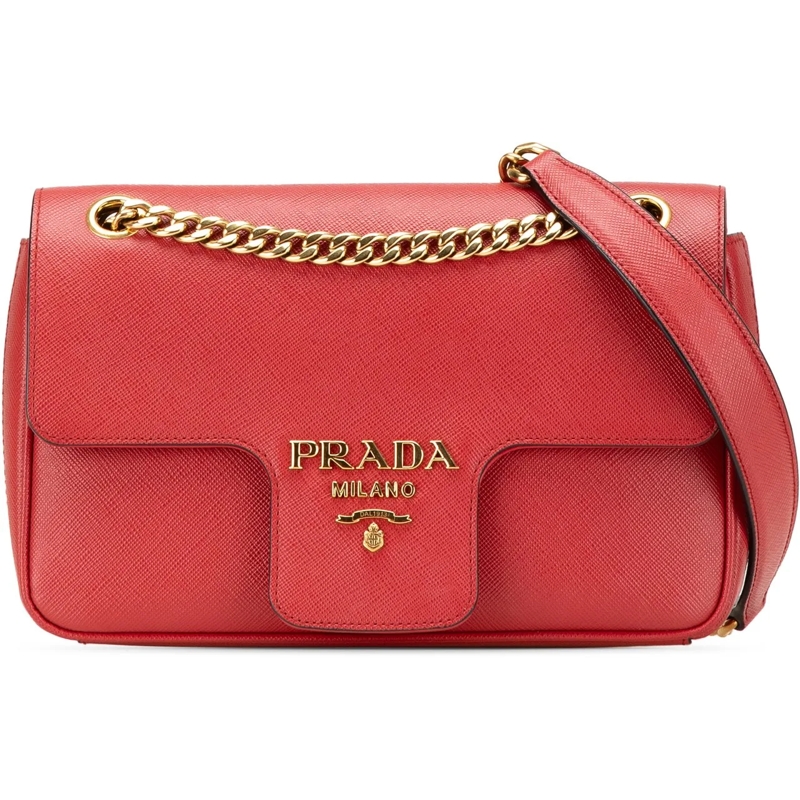 Prada Sac à bandoulière Saffiano Pattina Chain Crossbody rot