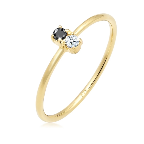 Elli Ring Bi-Color Schwarzer Diamant (0.06 ct.) 375 Gel gold Diamantring