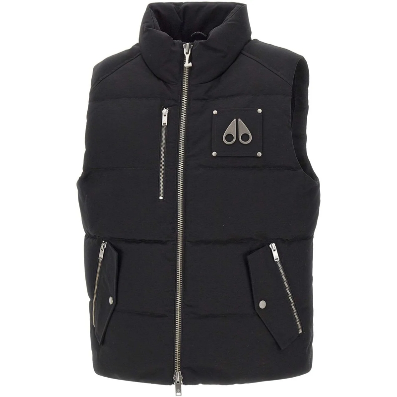 Moose Knuckles Gilet Quilted Black Waistcoat With High Collar Black