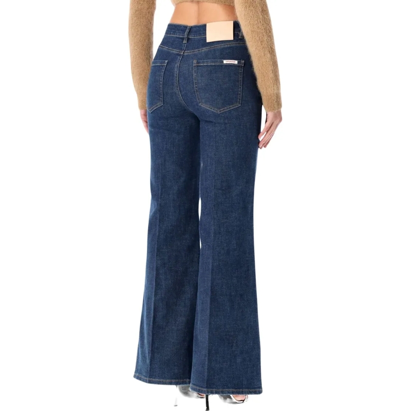 Self Portrait Jeans High-Waisted Blue Fared Jeans Blue