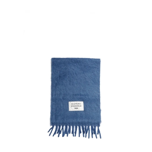 Acne Studios Leichter Schal Wool Blend Scarf With Fringes Blue