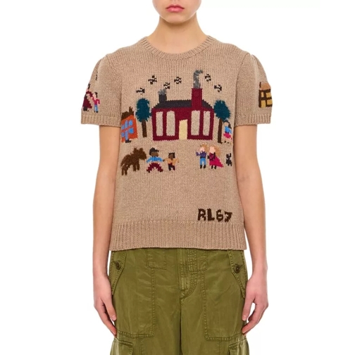 Polo Ralph Lauren Wool And Cotton Jacquadr Short Sleeve Pullover Brown 