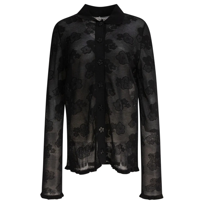 Cecille Bahnsen Pull Sheer Black Knit Top Black
