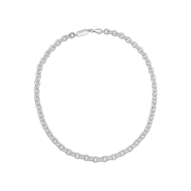 Kuzzoi Mittellange Halskette Halskette Rundanker Modern Elegant Unisex 925 Silb silber(Image 3)