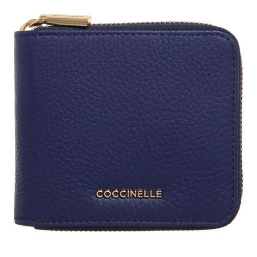 Coccinelle Metallic Soft Royal Blue Portemonnaie mit Zip-Around-Reißverschluss