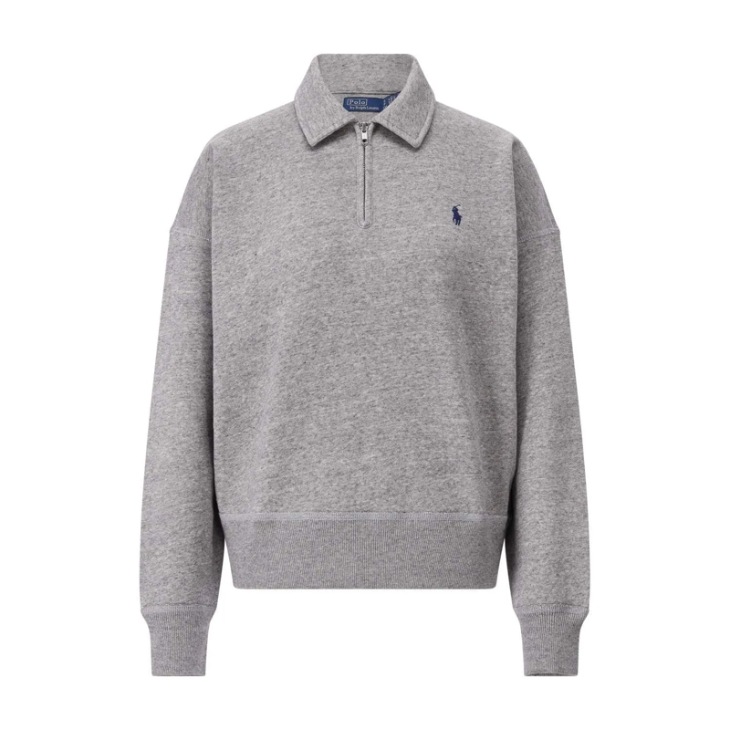 Polo Ralph Lauren Pullover Sweatshirt mit Kragen & Reißverschluss Grau