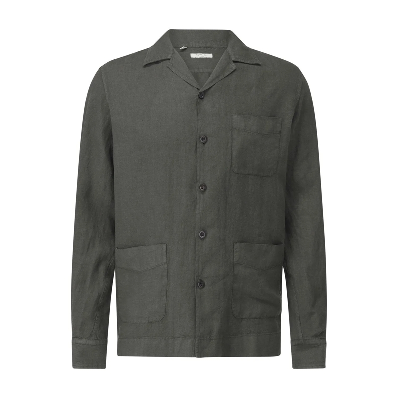 Boglioli Colbert Hemd aus Leinen Graugrün