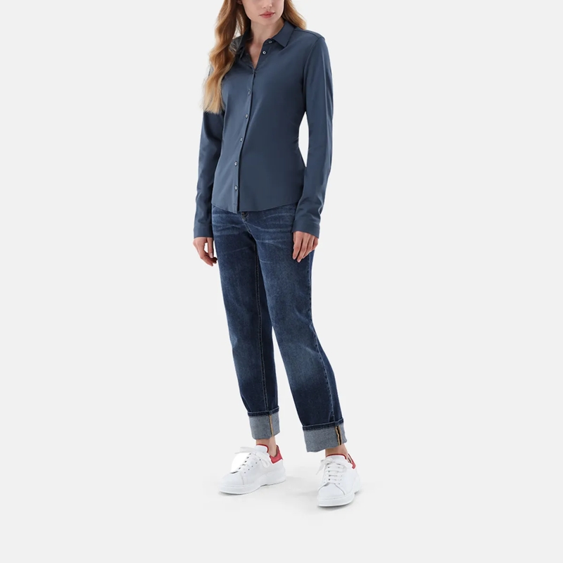 VAN LAACK Bluse Bluse Modern Fit Uni petrol (Image 3)