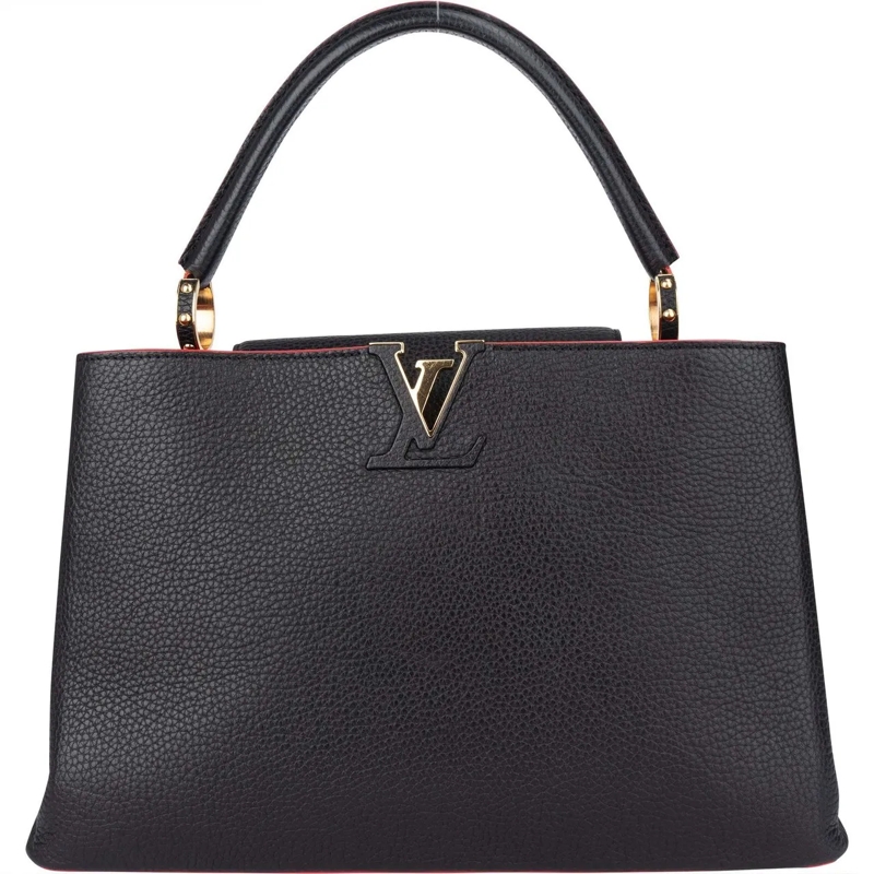 Louis Vuitton Schultertasche Louis Vuitton Black Leather Lining Capucines MM Ha mehrfarbig
