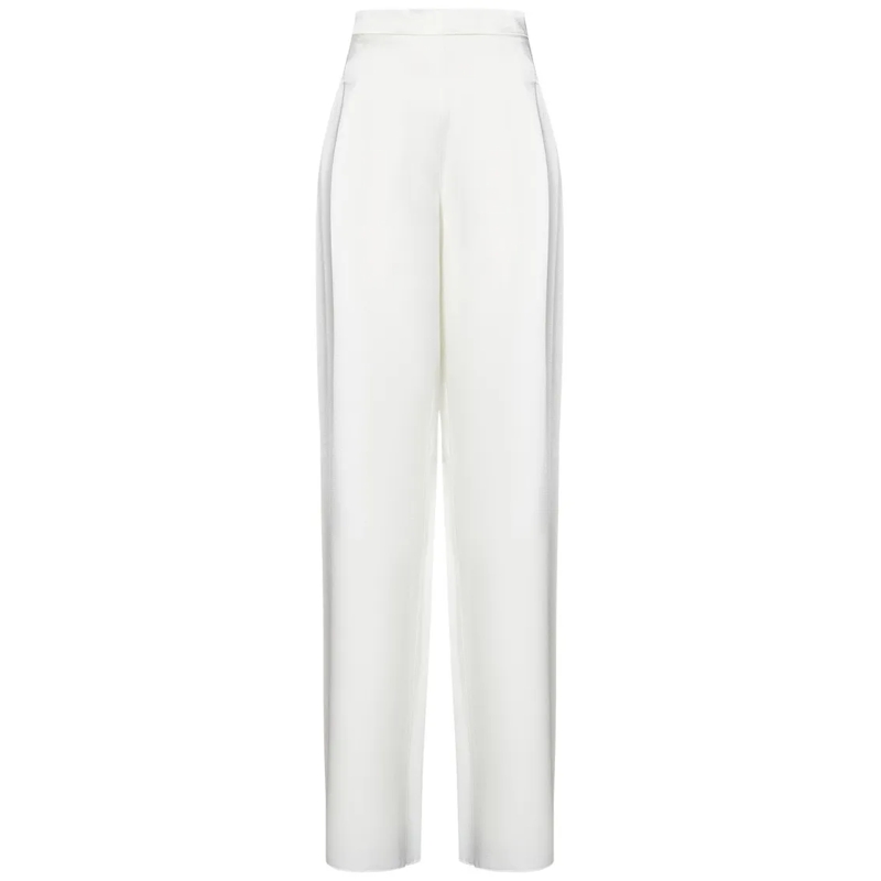 Max Mara  Sleek White Trousers With Tailored High Waist White