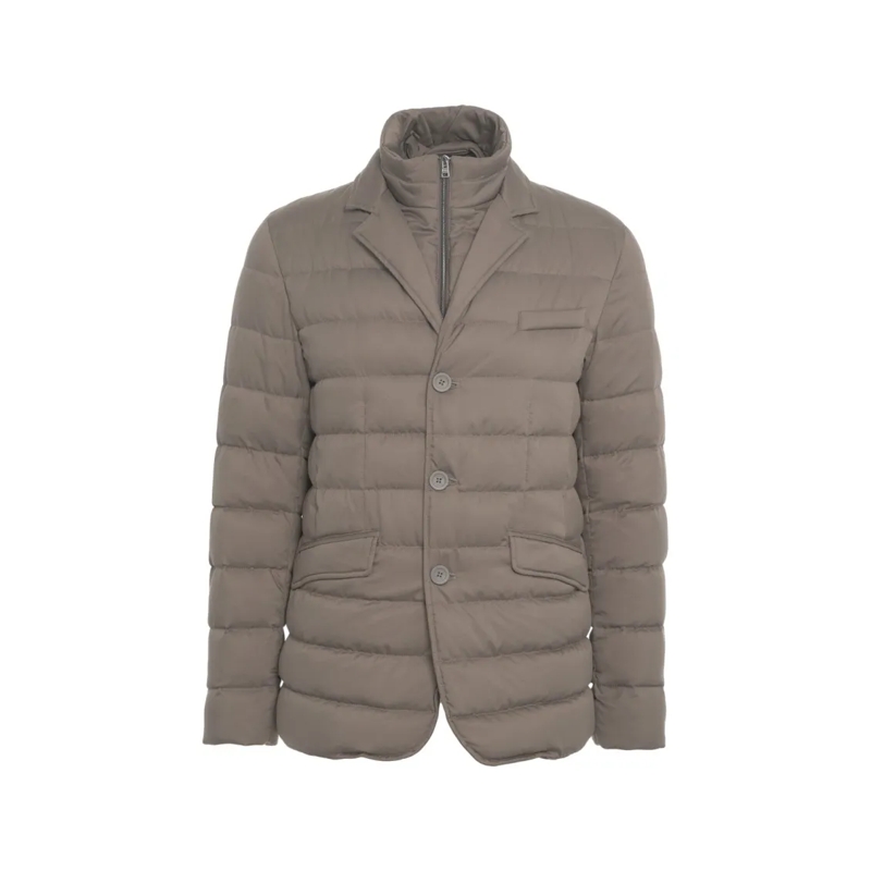 Herno Daunenjacke Sophisticated Gray Quilted Down Jacket Brown