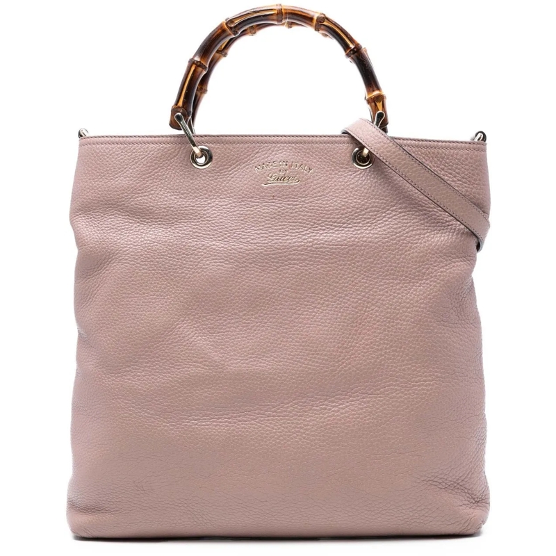 Gucci Schultertasche Tall Leather Bamboo Shopper Tote rose