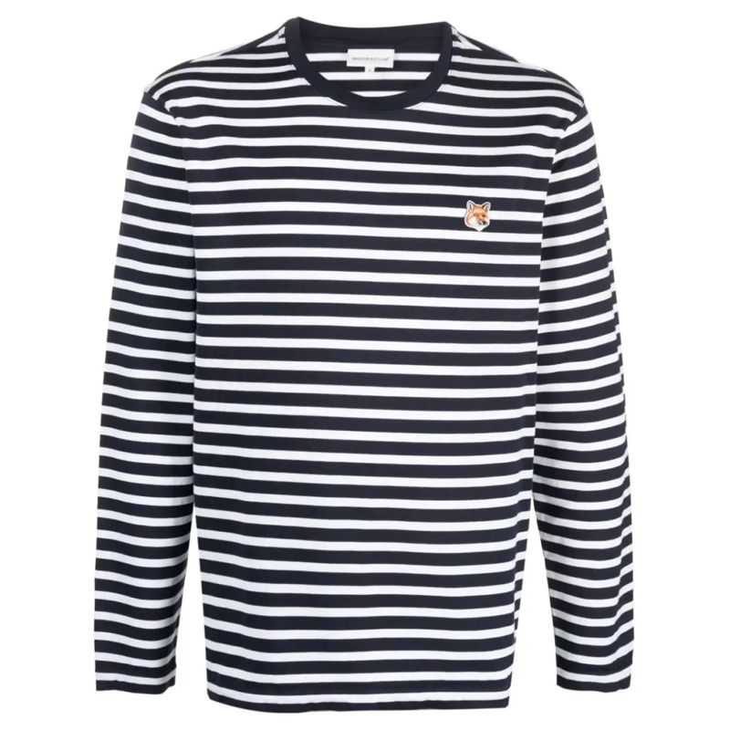 Maison Kitsune Langärmeliges Oberteil t shirt en coton a motif fox blau