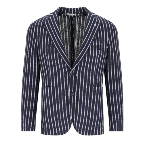 Manuel Ritz Gully Blue Pinstripe Single-Breasted Jacket Blue 