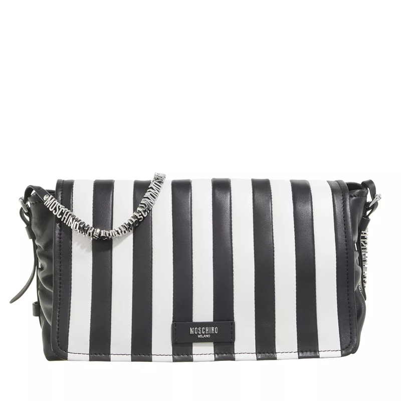 Moschino Schultertasche Stripes Mini Lettering Shoulder Bag Fantasy Print Black